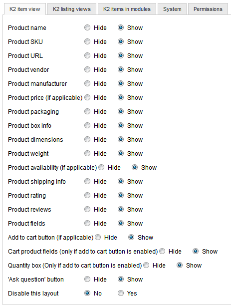 K2mart 2 layout settings